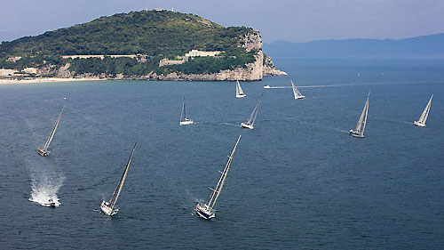 The fleet off Gaeta, during the Rolex Capri Sailing Week and Rolex Volcano Race, Capri, Italy. Photo copyright Rolex and Carlo Borlenghi.