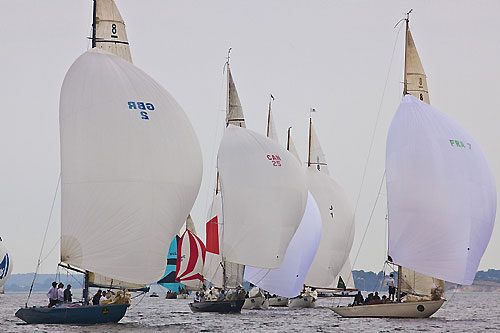 Murdoch McKillop’s 8mR Lafayette (GBR 2, 1986) from London, Great Britain and Tanneguy Raffray’s 8mR Hispania IV (FRA 7, 1927) from Vannes, France, during the 2011 Rolex Baltic Week. Photo copyright Rolex and Daniel Forster.