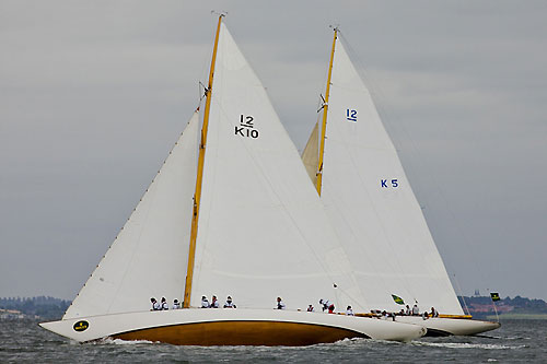 Wilfried Beeck's 12mR Trivia (GER 10 - 1937) from Hamburg, Germany and Patrick Howaldt's 12mR Vanity V (K 5 - 1936) from Copenhagen, Denmark, during the 2011 Rolex Baltic Week. Photo copyright Rolex and Daniel Forster.