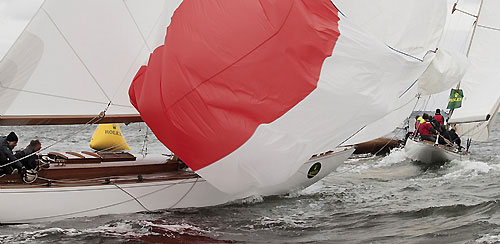 Hanns-Georg Klein's 8mR Anne Sophie (GER 15 - 1938) from Munich, Germany; and Morten Tenvig's 8mR Carron (K 2 - 1934) from Oslo, Norway, during the 2011 Rolex Baltic Week. Photo copyright Rolex and Daniel Forster.