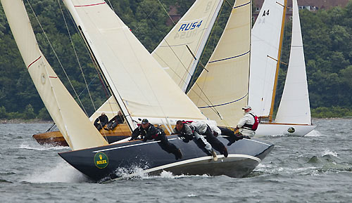 Richard Self and Mark Decelles' 8mR Raven (CAN 25 - 1938) from Vancouver, Canada; and Alexey Rusetsky's 8mR Astra II (RUS 4 - 2007) from St. Petersburg, Russia, during the 2011 Rolex Baltic Week. Photo copyright Rolex and Daniel Forster.