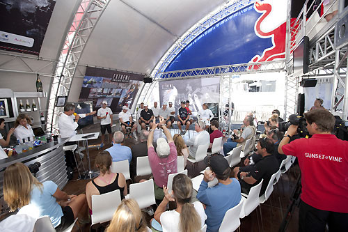 Day 1 Press Conference at Fan Pier, Boston, during the Extreme Sailing Series 2011, Boston, USA. Photo Copyright Lloyd Images.
