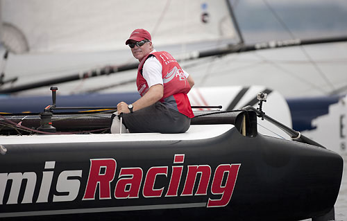 Terry Hutchinson leader after four days of racing during Act 4, during the Extreme Sailing Series 2011, Boston, USA. Photo Copyright Lloyd Images.