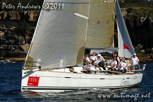 Trevor Bailey 's Beneteau First 45 Carbon Credits, after the start of the Audi Sydney Gold Coast 2011. Photo copyright Peter Andrews, Outimage Australia.