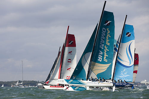 Action back on Day 1 of the Extreme Sailing Series 2011, Cowes, United Kingdom. Photo copyright Lloyd Images.