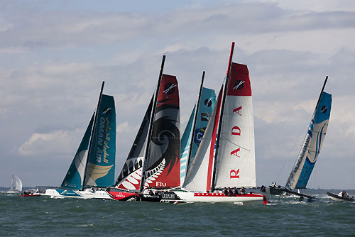 Action back on Day 1 of the Extreme Sailing Series 2011, Cowes, United Kingdom. Photo copyright Lloyd Images.