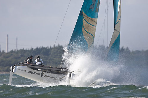 Oman Air in action on Day 1, Act 5 of the Extreme Sailing Series 2011, Cowes, United Kingdom. Photo copyright Lloyd Images