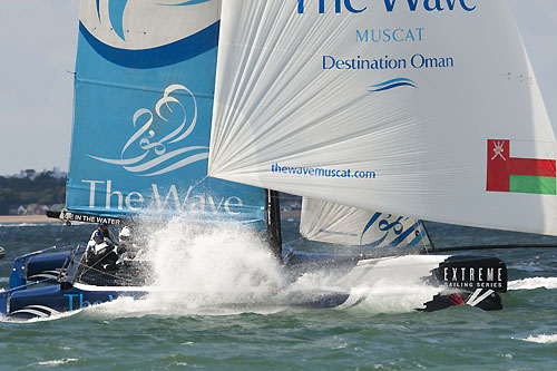 The Wave-Muscat racing on Day 3 at the Extreme Sailing Series 2011, Cowes, United Kingdom. Photo copyright Lloyd Images.