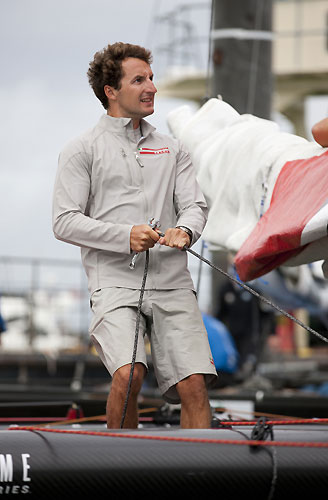 Paul Cambell-James in action onboard Luna Rossa, during the Extreme Sailing Series 2011, Cowes, United Kingdom. Photo copyright Lloyd Images.