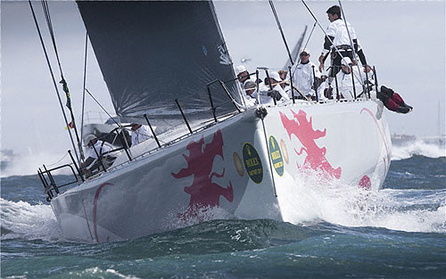 Karl Kwok's Blue Water 80 Beau Geste, after the start of the Z Division of the Rolex Fastnet Race 2011. Photo copyright Rolex and Daniel Forster.