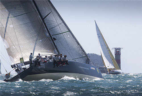 Ralf Steitz's Reichel Pugh 65 Vanquish at The Needles, during the Rolex Fastnet Race 2011. Photo copyright Rolex and Daniel Forster.