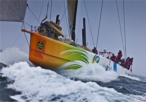 Mike Sanderson's Team Sanya heading to Plymouth, during the Rolex Fastnet Race 2011. Photo copyright Rolex and Carlo Borlenghi.