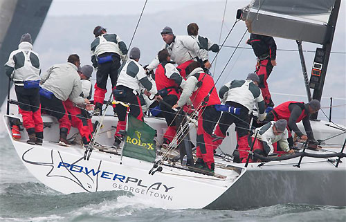 Peter Cunningham’s TP 52 PowerPlay from George Town, Cayman Islands, during the Rolex Big Boat Series, San Francisco, California. Photo copyright Rolex and Daniel Forster.