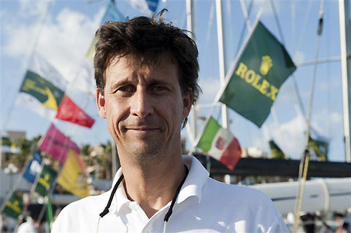 Christopher Opielok, owner and skipper of AOC Rockall II, during the Rolex Middle Sea Race 2011. Photo copyright Kurt Arrigo, Rolex.