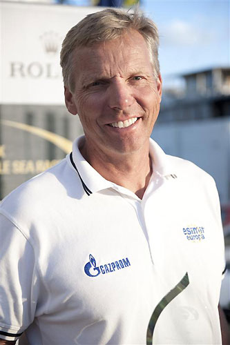 Sch�mann, skipper of Esimit Europa 2 (SLO), before the start of the Rolex Middle Sea Race 2011. Photo copyright Kurt Arrigo, Rolex.