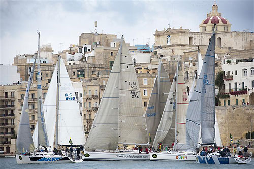 Class 4 pre-start manoeuvres, during the Rolex Middle Sea Race 2011. Photo copyright Kurt Arrigo, Rolex.