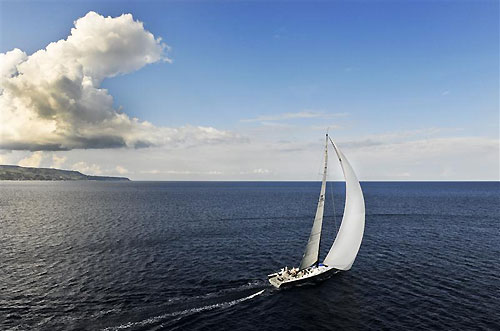 Andres Soriano’s Mills 68 Alegre (GBR) clearing the Strait of Messina, during the Rolex Middle Sea Race 2011. Photo copyright Kurt Arrigo, Rolex.