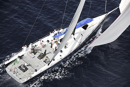 Andres Soriano�s Mills 68 Alegre (GBR) clearing the Strait of Messina, during the Rolex Middle Sea Race 2011. Photo copyright Kurt Arrigo, Rolex.