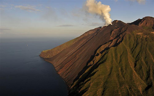 A smoking Stromboli, during the Rolex Middle Sea Race 2011. Photo copyright Kurt Arrigo, Rolex.