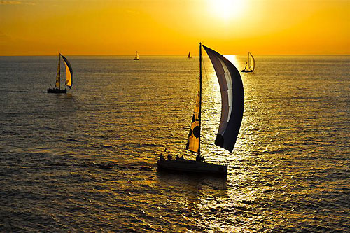 Arthur Podesta's Beneteau First 45 Elusive St. Regis (MTA) at sunset on the second day, during the Rolex Middle Sea Race 2011. Photo copyright Kurt Arrigo, Rolex.