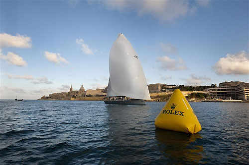 Andres Soriano's Mills 68 Alegre (GBR) aproaching the finish line, during the Rolex Middle Sea Race 2011. Photo copyright Kurt Arrigo, Rolex.