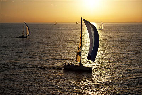 Arthur Podesta's Beneteau First 45 Elusive St. Regis (MTA) at sunset on the second day, during the Rolex Middle Sea Race 2011. Photo copyright Kurt Arrigo, Rolex.