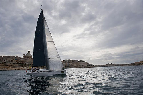 Lee Satariano and Christian Ripard's J/122 Artie (MLT) approaching the finish, during the Rolex Middle Sea Race 2011. Photo copyright Kurt Arrigo, Rolex.
