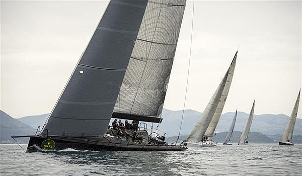 Sir Peter Ogdens 60-foot Mini Maxi Jethou (GBR) after the start of leg one of the Rolex Volcano Race 2012. Photo copyright Kurt Arrigo for Rolex.