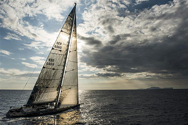 Claus-Peter Offen's Wally 100 Maxi Y3K (GER), arrives Capri after the 300 nautical-mile leg two, during the Rolex Volcano Race 2012. Photo copyright Kurt Arrigo for Rolex.