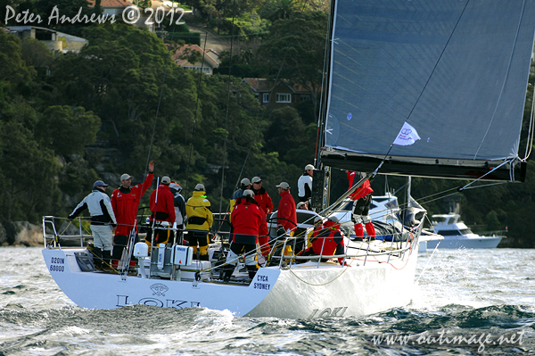 Stephen Ainsworth's Reichel Pugh 63 Loki, ahead of the start of the Audi Sydney Gold Coast 2012. Photo copyright Peter Andrews, Outimage Australia.