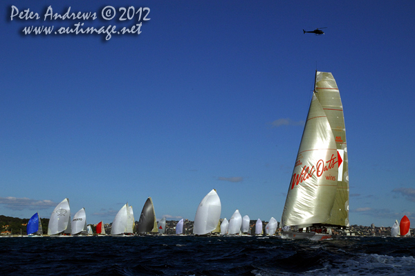 Bob Oatley's Wild Oats XI, after the start of the Audi Sydney Gold Coast 2012. Photo copyright Peter Andrews, Outimage Australia.