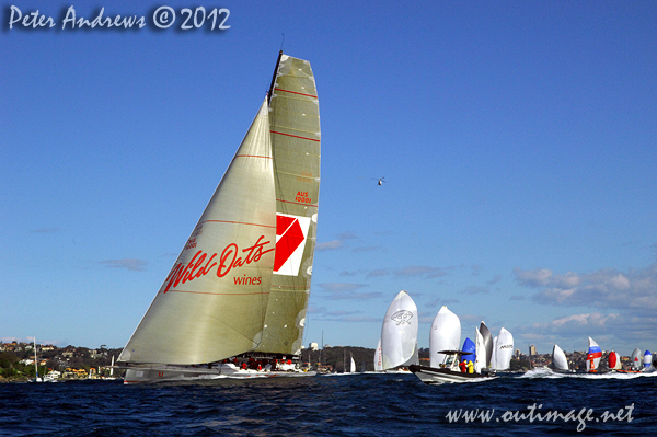 Bob Oatley's Wild Oats XI, after the start of the Audi Sydney Gold Coast 2012. Photo copyright Peter Andrews, Outimage Australia.