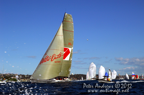 Bob Oatley's Wild Oats XI, after the start of the Audi Sydney Gold Coast 2012. Photo copyright Peter Andrews, Outimage Australia.