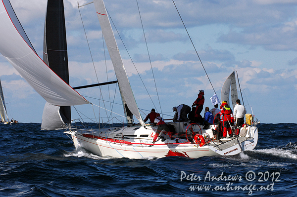 Bob Cox's DK46 Nine Dragons, outside the heads after the start of the Audi Sydney Gold Coast 2012. Photo copyright Peter Andrews, Outimage Australia.