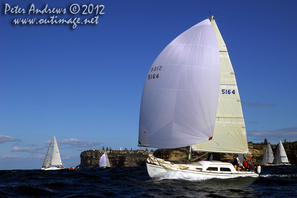 Andrew Cochrane's Stewart 34 Pendragon, at the heads after the start of the Audi Sydney Gold Coast 2012. Photo copyright Peter Andrews, Outimage Australia.