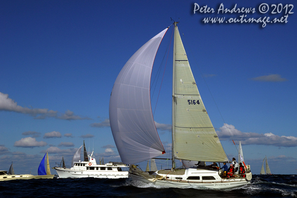 Andrew Cochrane's Stewart 34 Pendragon, at the heads after the start of the Audi Sydney Gold Coast 2012. Photo copyright Peter Andrews, Outimage Australia.