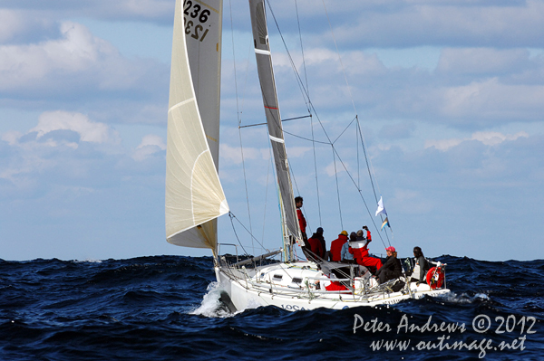 Peter Mosely's BH 36 Local Hero, outside the heads after the start of the Audi Sydney Gold Coast 2012. Photo copyright Peter Andrews, Outimage Australia.