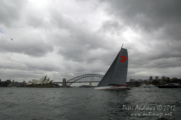 Wild Oats XI on Sydney Harbour for the Big Boat Challenge 2012. Photo copyright Peter Andrews, Outimage Australia 2012.