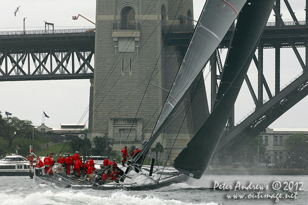 Wild Oats XI on Sydney Harbour for the Big Boat Challenge 2012. Photo copyright Peter Andrews, Outimage Australia 2012.