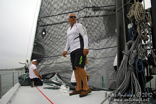 On board Grant Wharington's Jones 100 foot maxi, Wild Thing for a sail on Sydney Harbour December 15, 2012. Photo copyright Peter Andrews, Outimage Australia.