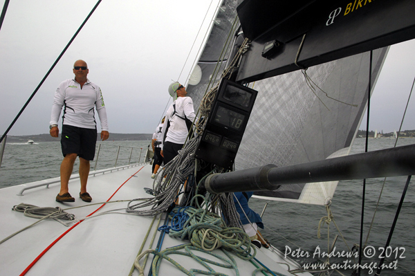 On board Grant Wharington's Jones 100 foot maxi, Wild Thing for a sail on Sydney Harbour December 15, 2012. Photo copyright Peter Andrews, Outimage Australia.