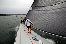 On board Grant Wharington's Jones 100 foot maxi, Wild Thing for a sail on Sydney Harbour December 15, 2012. Photographic Assignment by Peter Andrews.