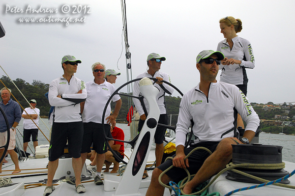 On board Grant Wharington's Jones 100 foot maxi, Wild Thing for a sail on Sydney Harbour December 15, 2012. Photo copyright Peter Andrews, Outimage Australia.