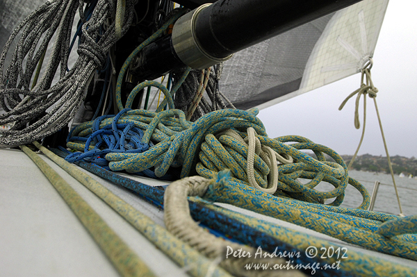 On board Grant Wharington's Jones 100 foot maxi, Wild Thing for a sail on Sydney Harbour December 15, 2012. Photo copyright Peter Andrews, Outimage Australia.