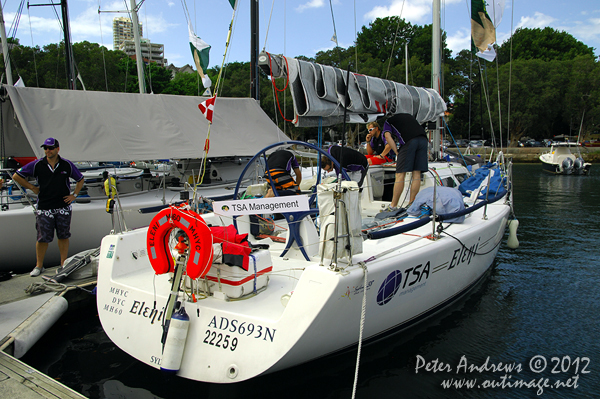 Tony Levett's Sydney 38 TSA Eleni, dockside at the Cruising Yacht Club of Australia ahead of the start of the 2012 Sydney Hobart Yacht Race. Photo copyright Peter Andrews, Outimage Australia.