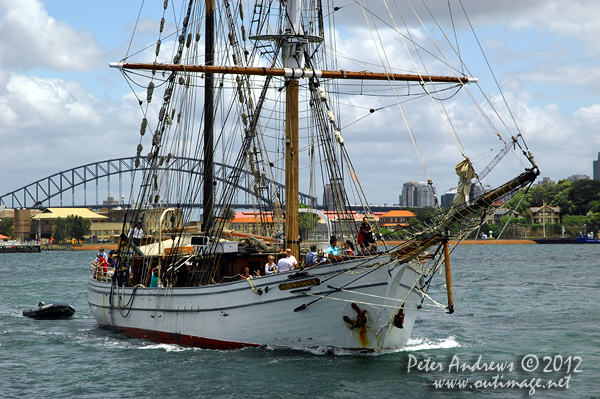 The tall ship Søren Larsen on Sydney Harbour ahead of the start of the 2012 Sydney Hobart Yacht Race. Photo copyright Peter Andrews, Outimage Australia.