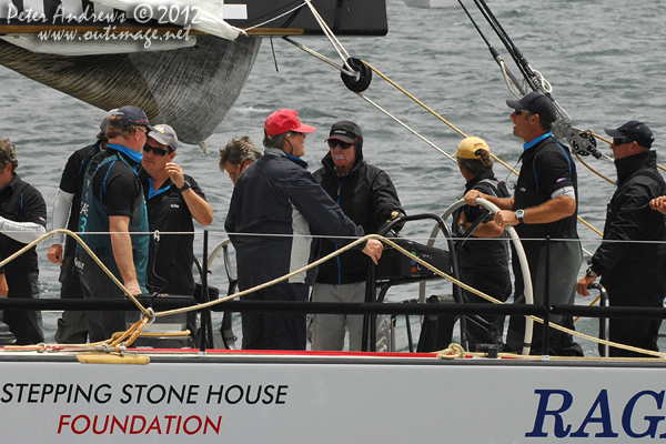 Syd Fischer, the oldest competitor in the 2012 Sydney Hobart and skipper of Ragamuffin Loyal on deck next to the helm, ahead of the start of the Race. Photo copyright Peter Andrews, Outimage Australia.