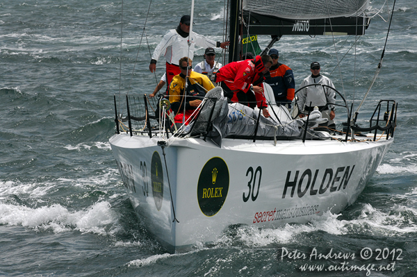 Geoff Boettcher's Reichel Pugh 51, Secret Mens Business 3.5, on Sydney Harbour ahead of the start of the 2012 Sydney Hobart Yacht Race. Photo copyright Peter Andrews, Outimage Australia.