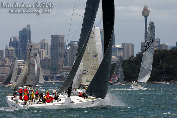 Stephen Ainsworth's Reichel Pugh 63 Loki, on Sydney Harbour ahead of the start of the 2012 Sydney Hobart Yacht Race. Photo copyright Peter Andrews, Outimage Australia.