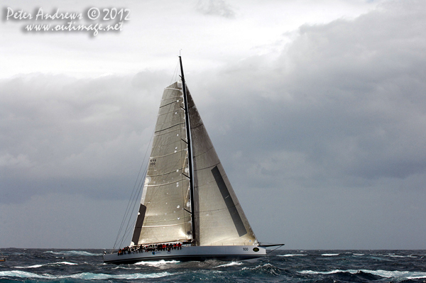 Syd Fischer's Ragamuffin Loyal outside the heads of Sydney Harbour after the start of the 2012 Sydney Hobart Yacht Race. Photo copyright Peter Andrews, Outimage Australia.